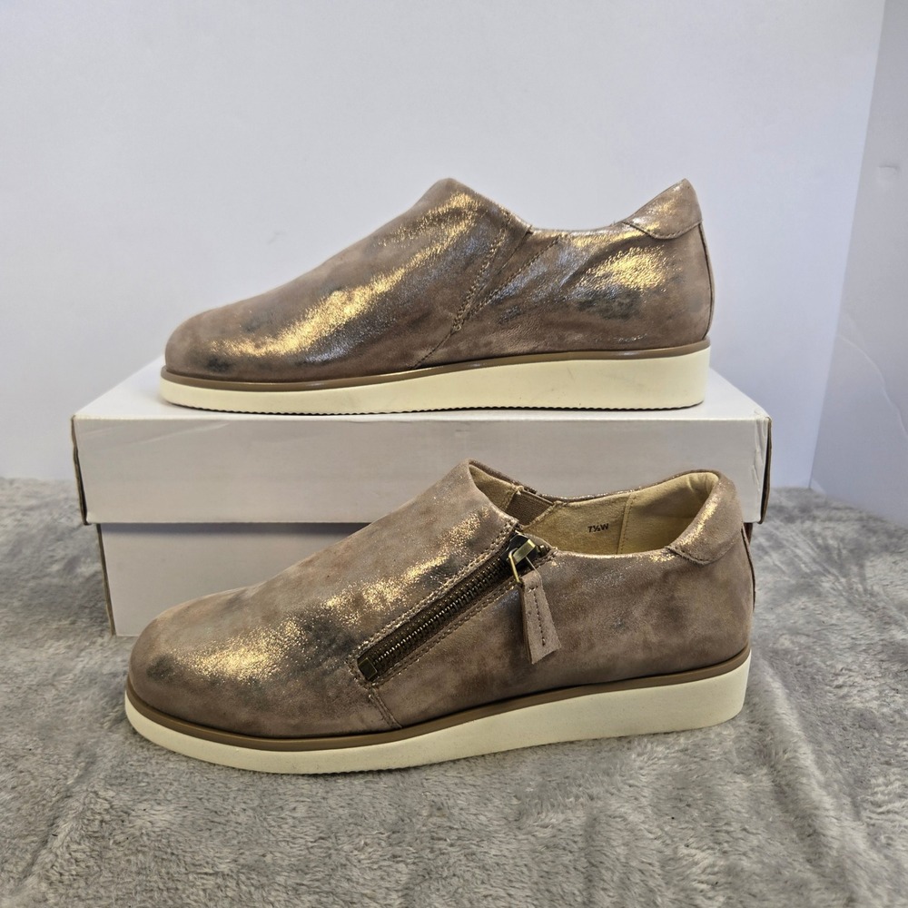 Vaneli Sport Womens‎ Metallic Bronze Side Zip Platform Slip On Sneakers 7.5W